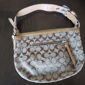 Coach A0951-F13114 Cloth and Leather Hobo Bag